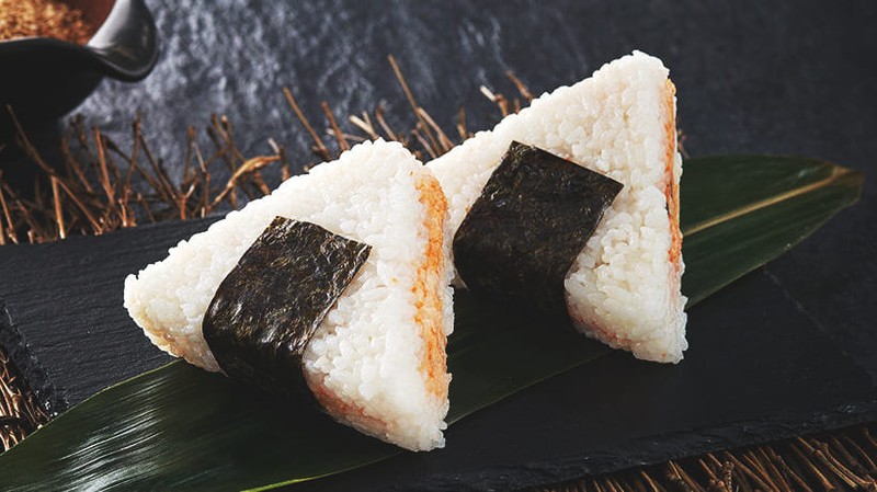 two salmon onigiri